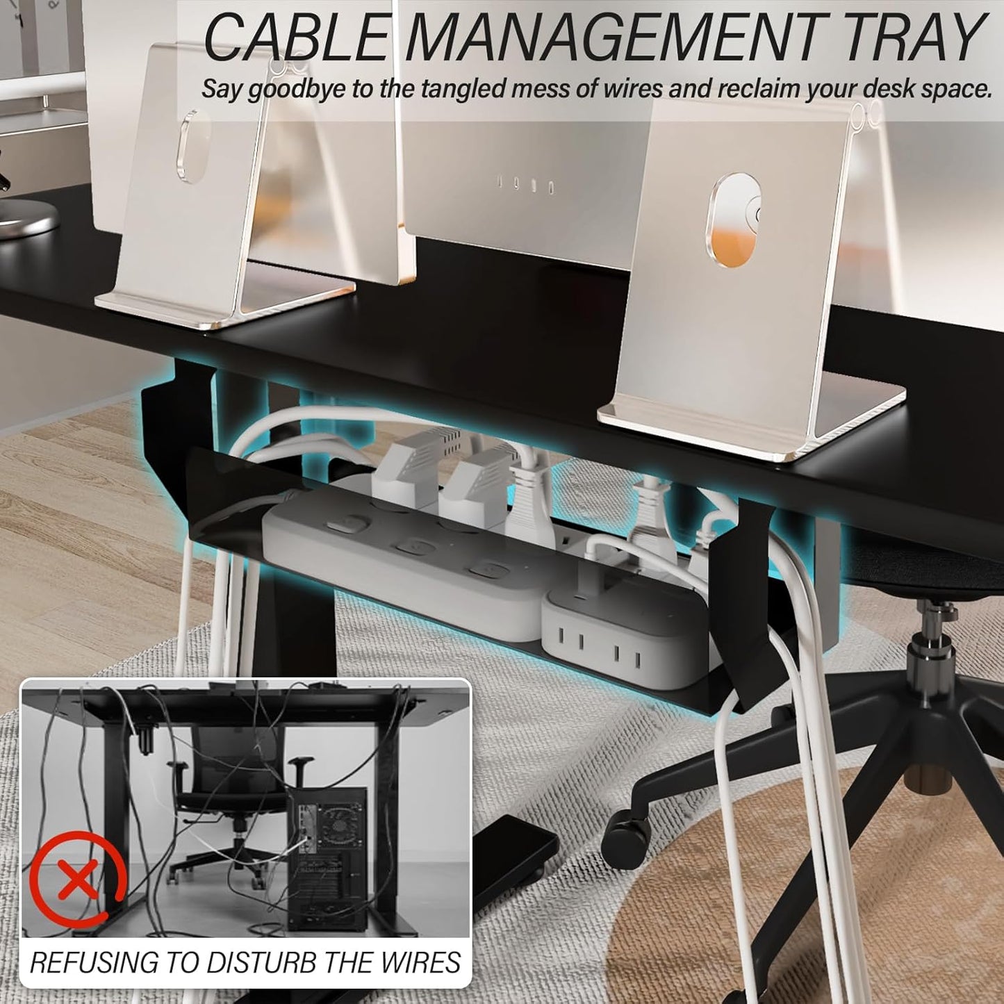 Kingant Standing Desk Height Adjustable Electric Stand Up Desks [48 x 24 Inch] - Ergonomic Sit Stand Desk Rising Desks for Home Office Computer Desk Stand Desk Workstation with Cable Management