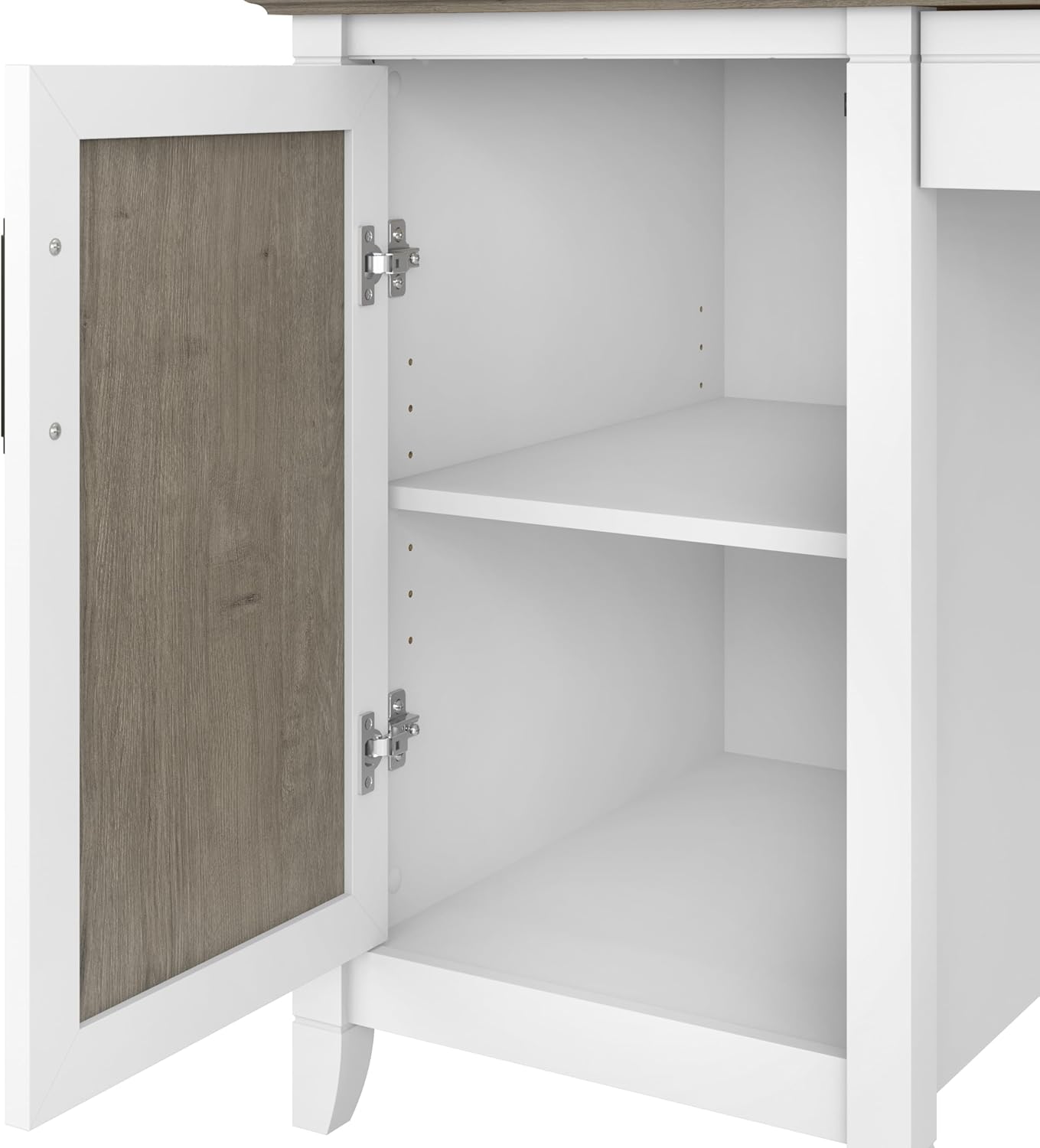 Bush Furniture Key West Computer Desk with Storage | Farmhouse PC Table for Home Office in Pure White and Shiplap Gray | 54W x 24D