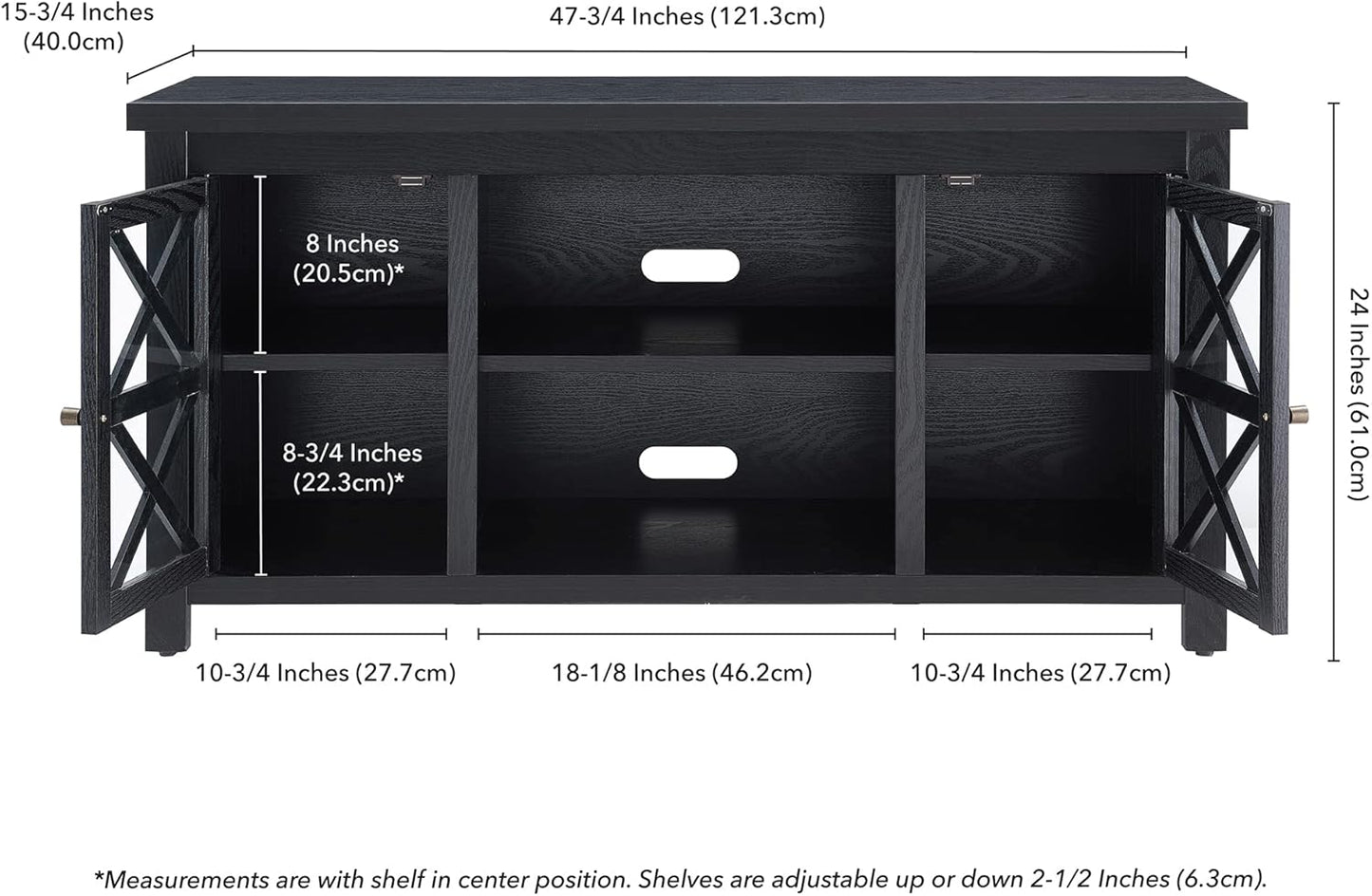 Henn&Hart Rectangular TV Stand for TV's up to 55" in Black, TV Stands for the Living Room