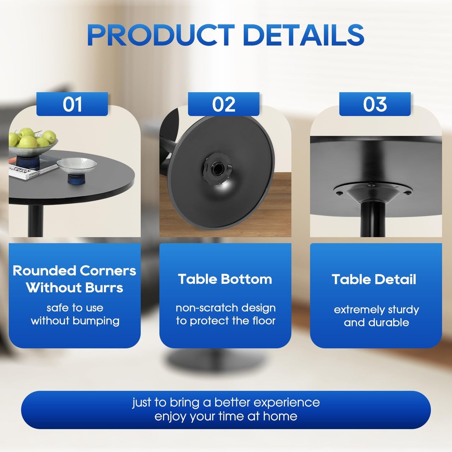 FDW Pub Table 40 Inch Height Cocktail Table Round Bistro Bar Table for Home and Kitchen Dining