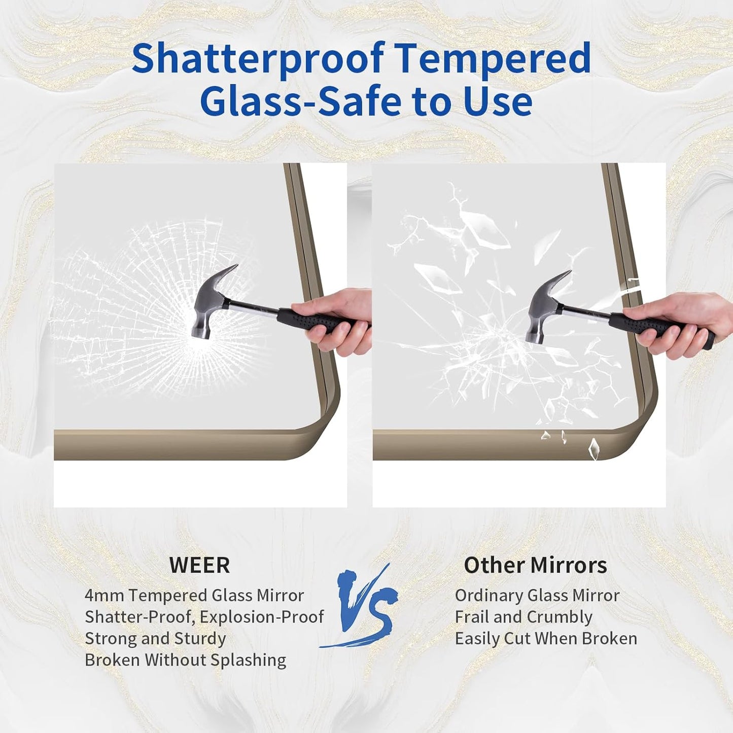 WEER 55x30 Inch Bronze Bathroom Mirror for Vanity, Brushed Bronze Metal Frame Rounded Rectangle Mirror with Tempered Glass, Anti-Rust (Horizontal/Vertical)