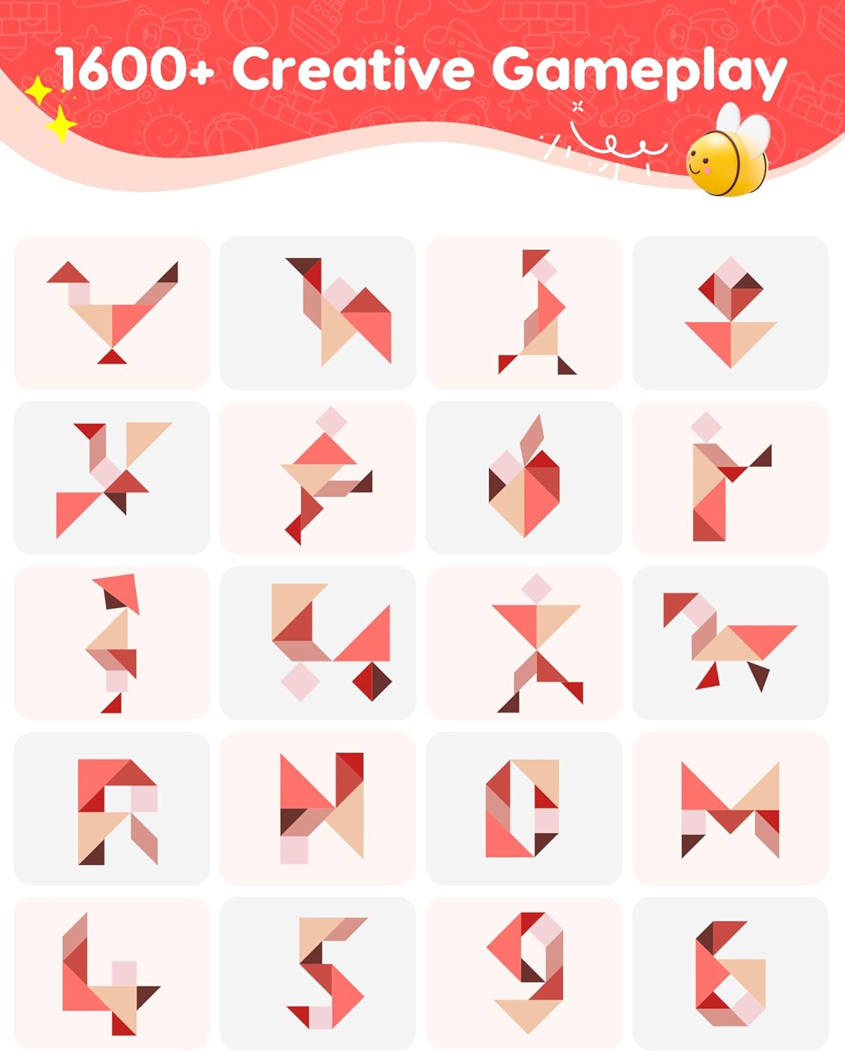 Kids Play Sofa, Tangram Square Puzzles Couch Furniture, Modular Kids Play Couchs Furniture, Puzzle Solving Couch Building Fort for Playroom Bedroom Boys Girls Teens, Glow