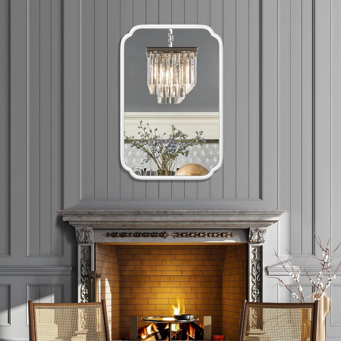 White Bathroom Mirror for Over Sink 24×36 Inch - Multi-Size Durable Iron Frame, Shatterproof Glass, Versatile for Bathroom/Bedroom/Living Room Decor (Horizontal or Vertical Mount)