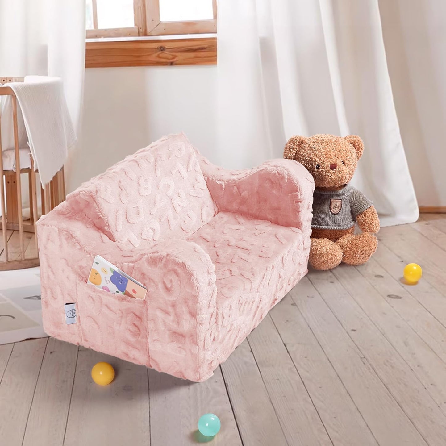 Kids Couch, 2-in-1 Convertible Kids Chair to Lounger Bed, Kids Sofa for Toddler Boys Girls, Ideal for Reading Sleeping Gaming Decor (Pink)