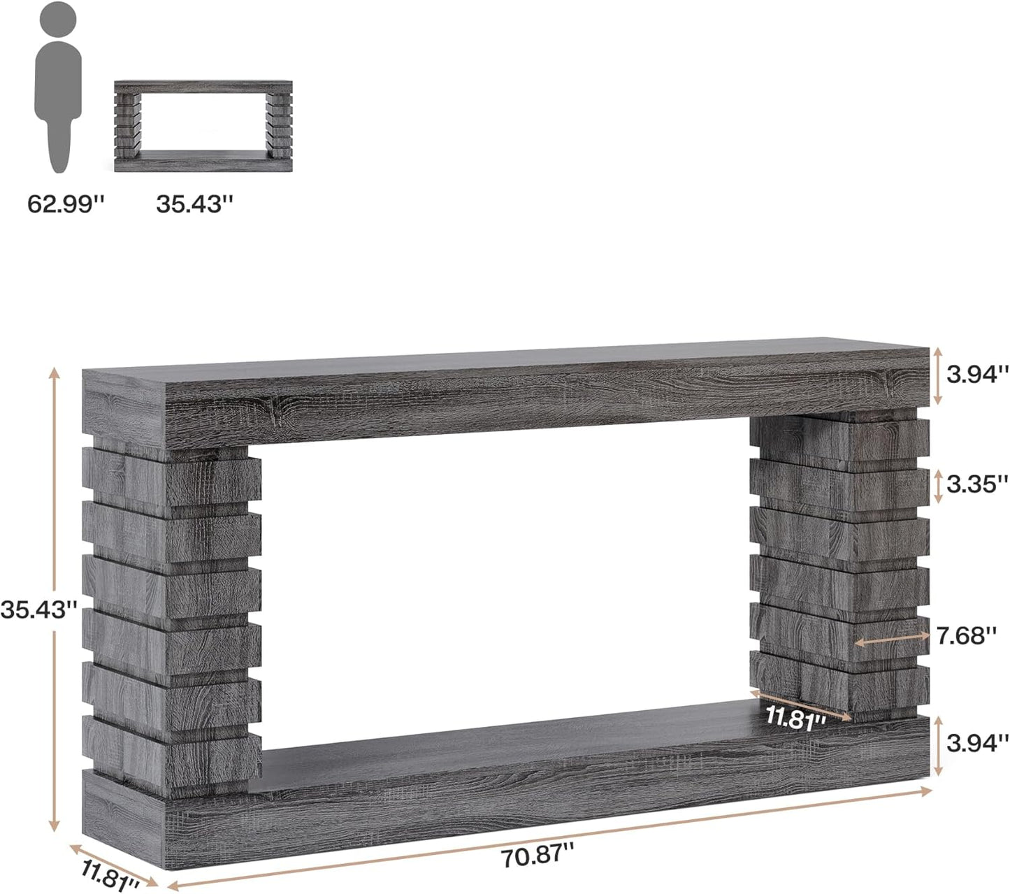 Tribesigns 70.8-Inch Long Console Table, Wood Entryway Table with Storage, Narrow Sofa Table for Living Room Entryway Hallway (Gray)