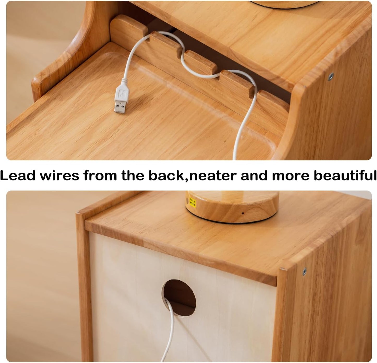 Small Nightstand, Narrow Nightstand, Solid Wood Night Stand, Narrow Side Table for Small Spaces, Couch, Nature Color 11.81 in Wide