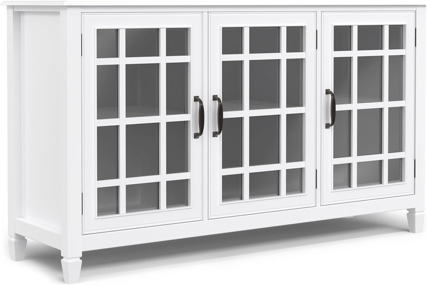 SIMPLIHOME Connaught SOLID WOOD 60 inch Wide Traditional Wide Storage Cabinet Buffet in White for the Living Room, Entryway and Family Room
