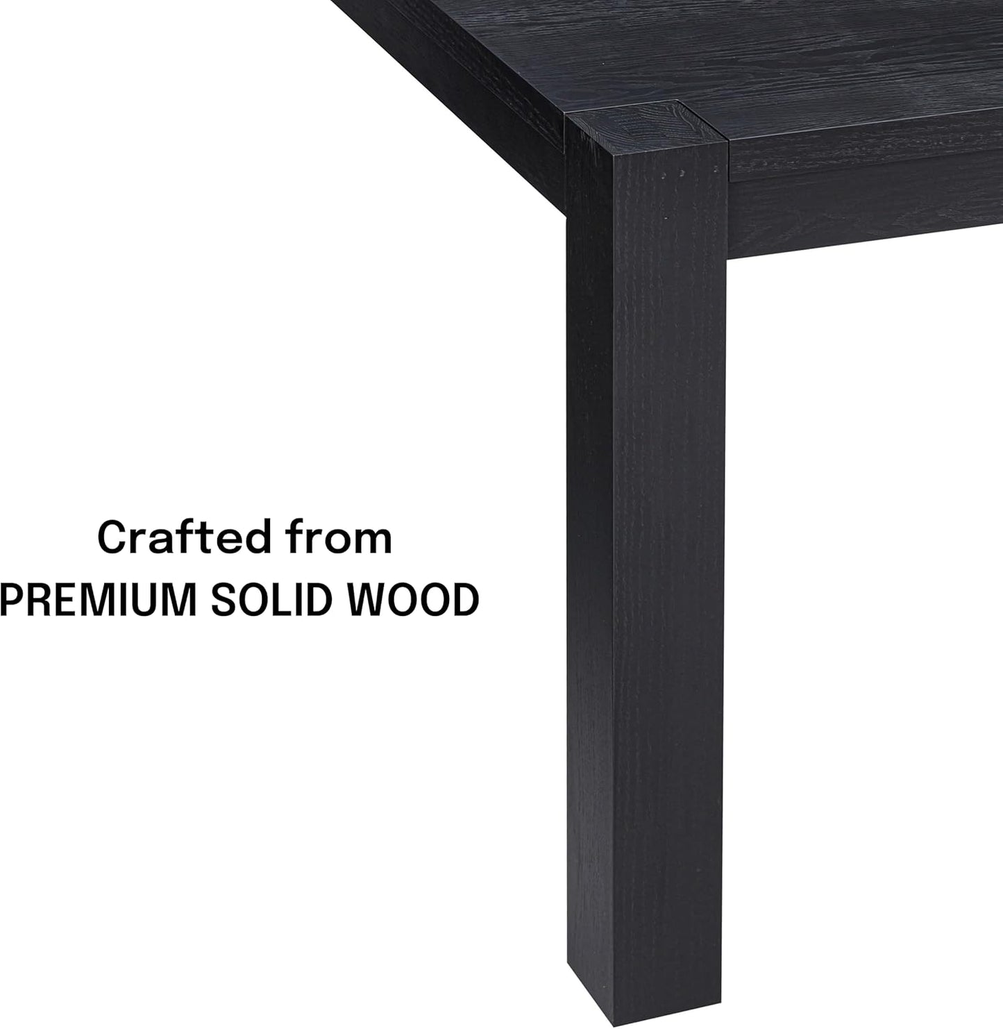 NTC Block 55 Inch Modern Farmhouse Dining Table, Rectangular Dinner Table for Dining Room, Living Room Furniture, Effortless Assembly, Burnt Black