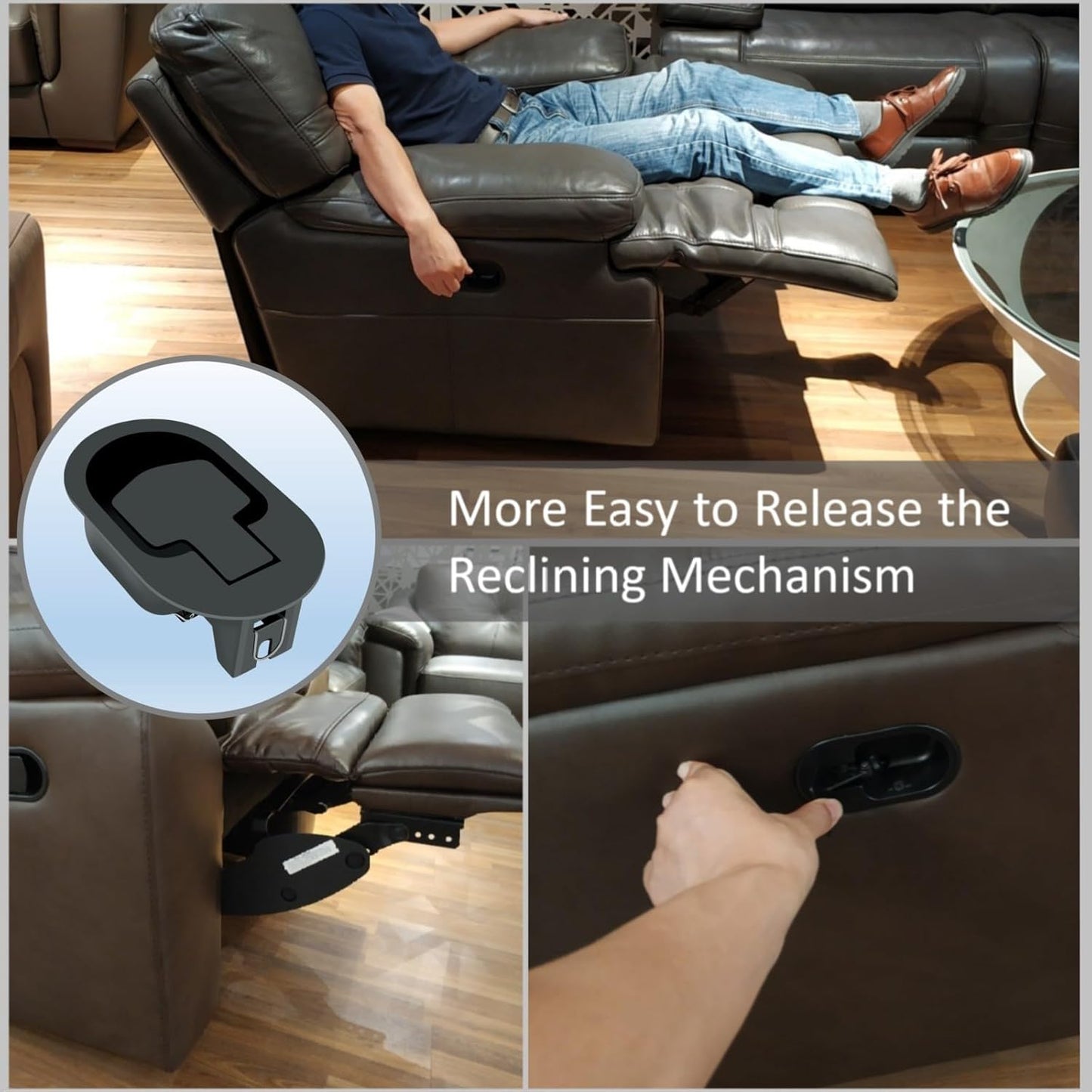 Universal Metal Recliner Handle Replacement Part with Cable, Cable Working Thread 4.7”, Compatible with Major Sofa/Couch/Chair