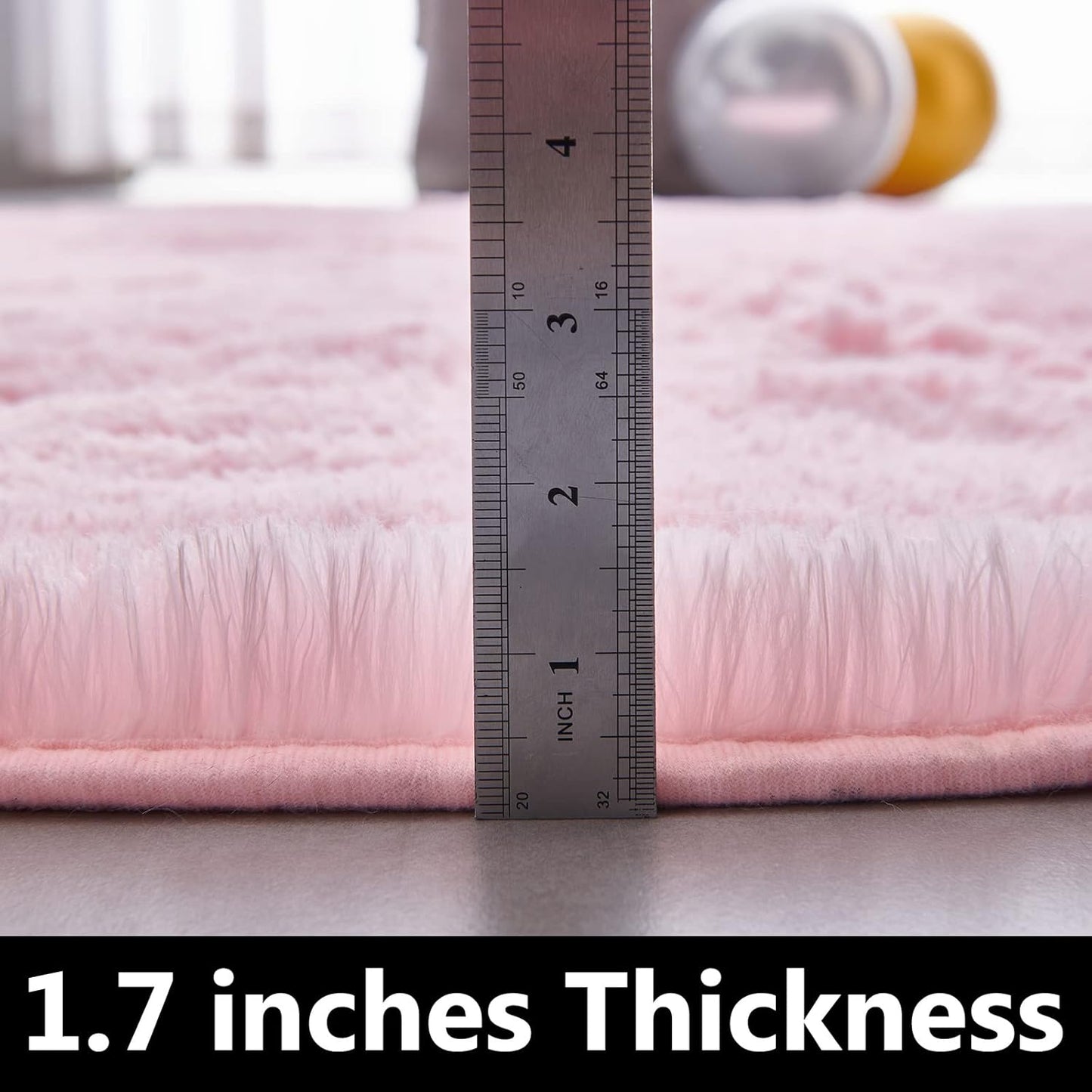 FJZFING Pink Round Rug Ultra-Soft Plush Modern 4x4 Circle Area Rug for Kid's Bedroom, Fluffy Shag Circular Rug for Nursery Room, Non-Slip Home Decor Cute Pink Carpet for Teen's Room