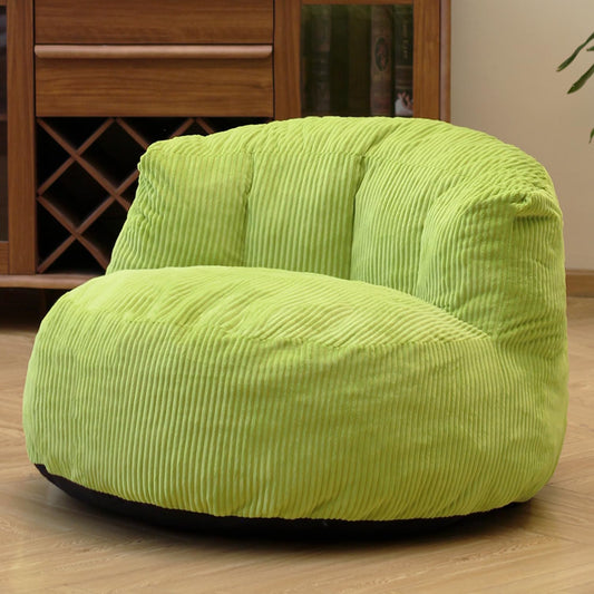 N&V Large Crescent Bean Bag Chair, Adult Size Bean Bag Sack, Foam Filling, Soft Premium Corduroy Bean Bag for Living Room Bedroom Dorm and Office (Lime)