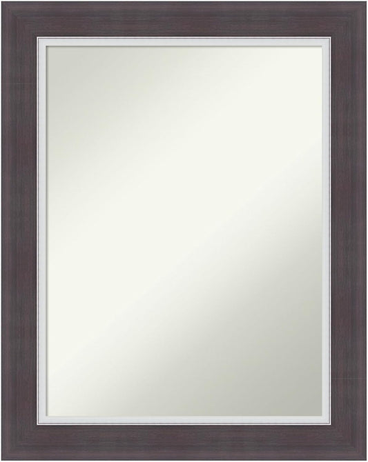 Amanti Art Brown Bathroom Mirror for Over Sink, 30x24 Ellie Brown Silver Rectangle Vanity Mirror, Medium Modern Frame, Hangs Horizonally and Vertically, Bathroom Wall Decor, Non-Beveled Edge