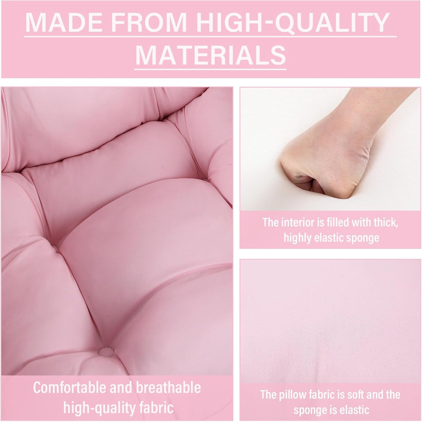 Lazy Chair with Ottoman, Comfy Reading Lounge Chair with Footstool & Throw Pillow Modern with Armrests & Side Pocket for Living Room, Bedroom, Dorm Room, Pink