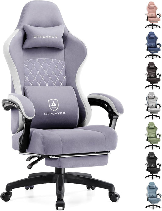 GTPLAYER Gaming Chair, Computer Office Chair with Pocket Spring Cushion, Linkage Armrests and Footrest, High Back Ergonomic Computer Chair with Lumbar Support Task Chair with Footrest