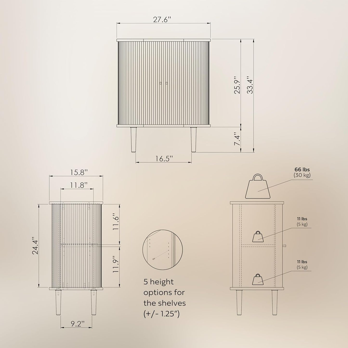 WERMO 28'' Bar Cabinet with Storage - Coffee and Wine Bar Buffet Cabinet with Sliding Doors and Adjustable Shelves. Sideboard Storage Cabinet, Dining Room Cabinet for Kitchen and Living Room (Walnut)