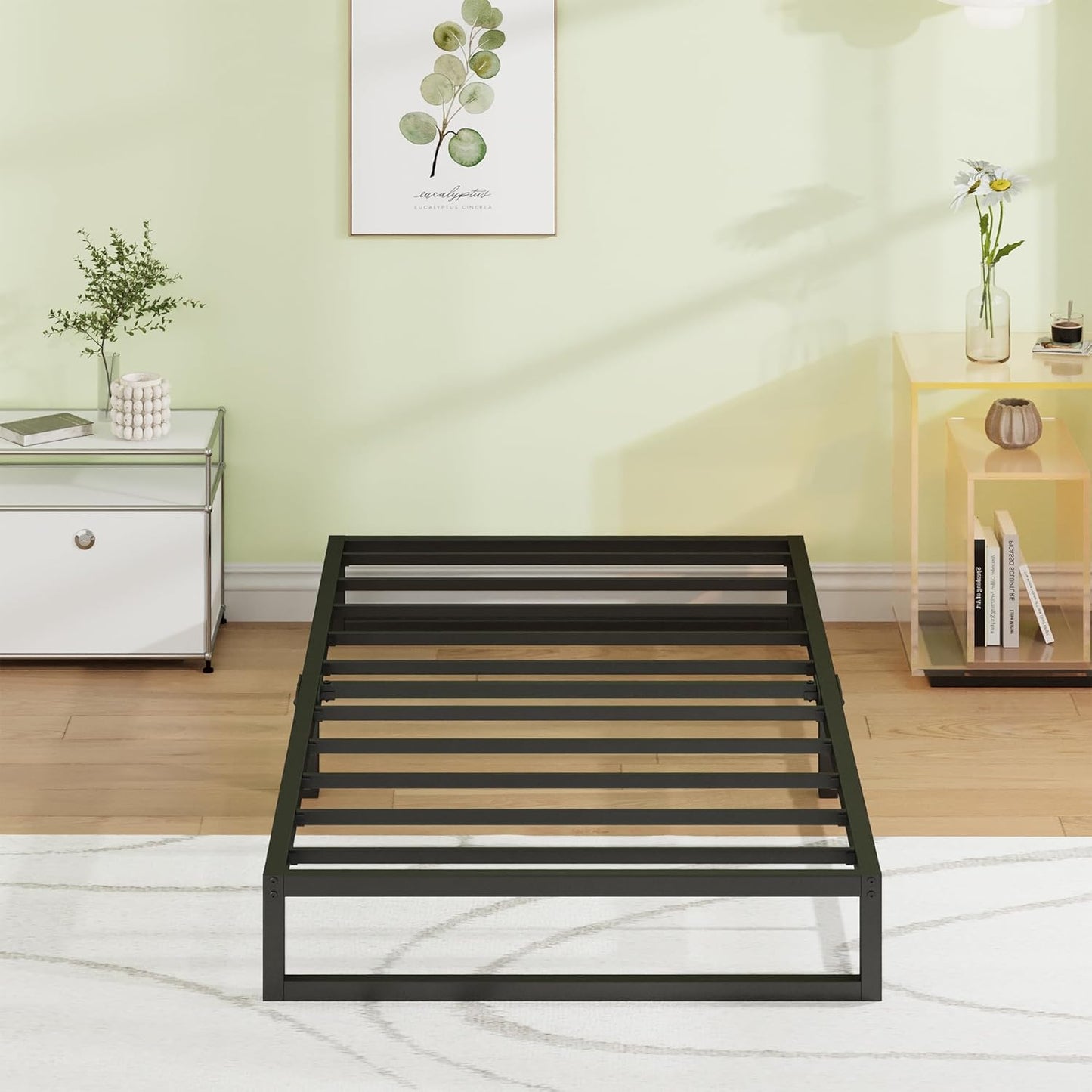 EMODA 7 Inch Twin Bed Frames No Box Spring Needed, Heavy Duty Metal Twin Platform Bed Frame, Noise Free, Easy Assembly, Black