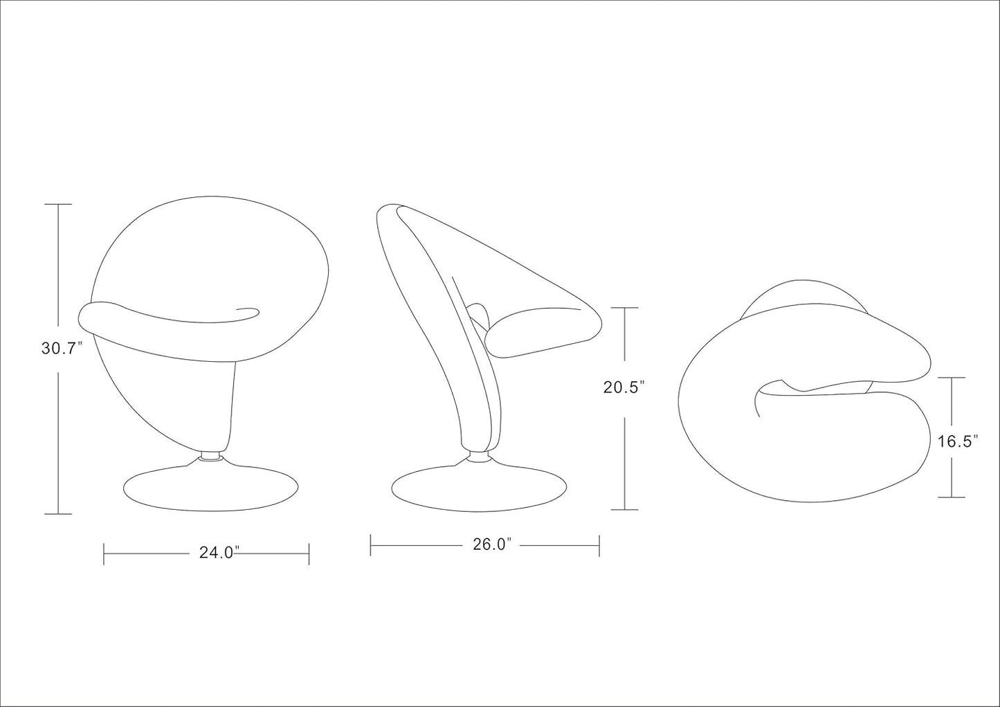 Manhattan Comfort Curl Swivel Accent Chair with 360° Turn, Fully Assembled, Upholstered in Wool Blend, Modern Ergonomic Design with Polished Chrome Base, Living Room & Office, Set of 1, Yellow