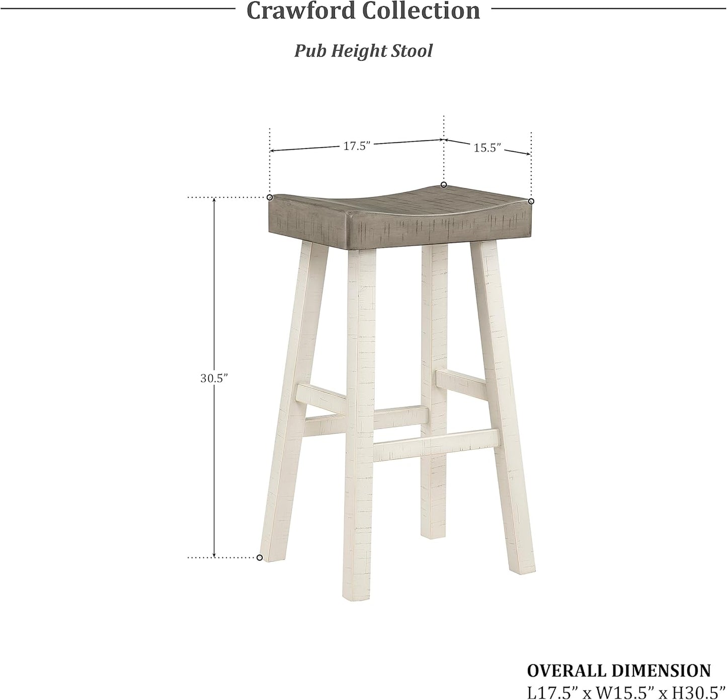 Lexicon Saddle Bar Stools Set of 2 Barstools with Footrest, Armless Dining Chairs for Kitchen Island, Breakfast Nook, Living Room, Pub Height, White/Coffee