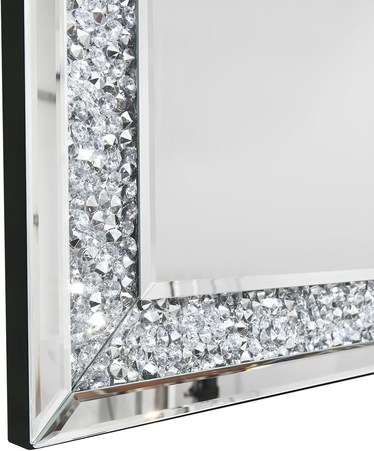 Crystal Crush Diamond Wall Mirror-47 x24 Silver Mirror, Gorgeous Rectangle Mirrors for Wall Bathroom, Bedroom, Dining Room and Living Room