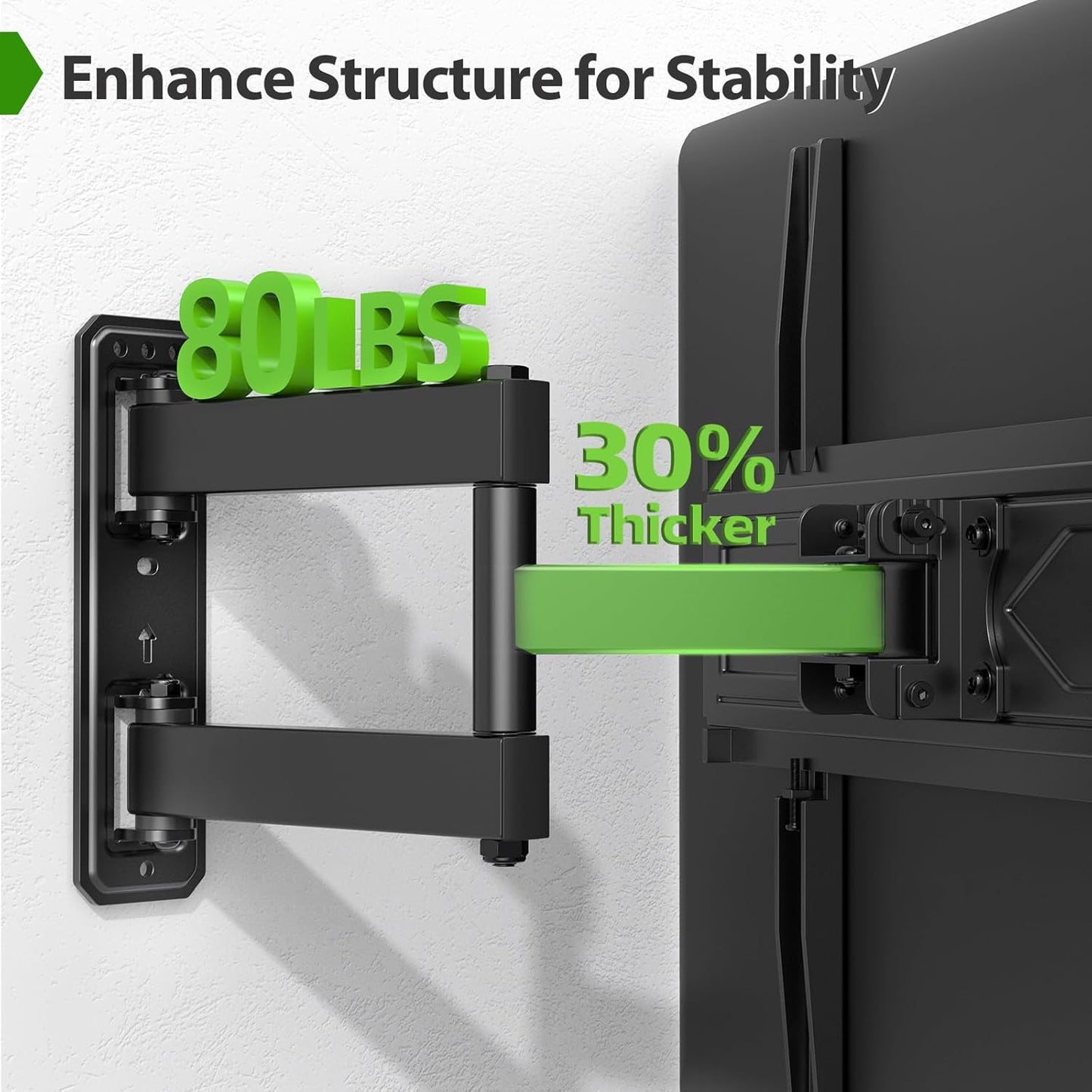 USX MOUNT Corner TV Wall Mount for 26-60 Inch TVs up to 80 lbs, Single Articulating Arm, Full Motion TV Wall Mount Bracket with Swivel and Tilt, Max VESA 400x400mm