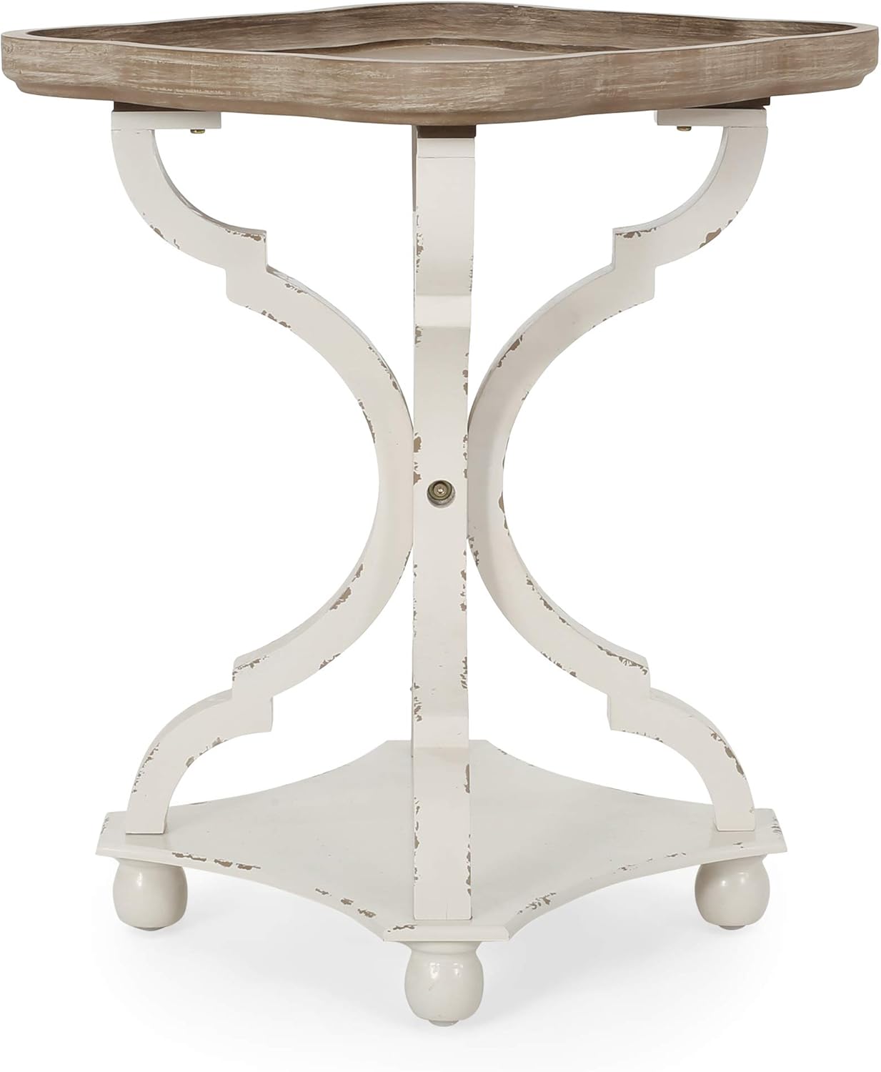 Christopher Knight Home Eudora French Country Accent Table with Square Top, Natural + Distressed White