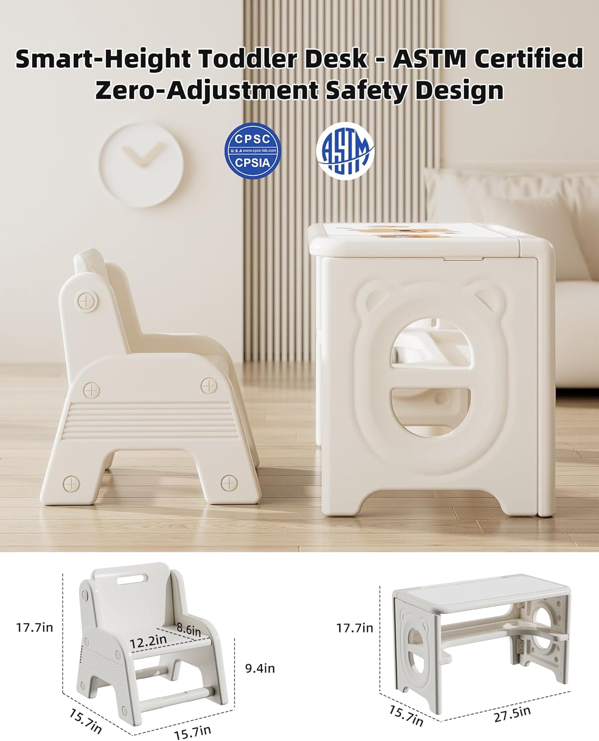 Toddler Table and Chair Set, Activity Table with Magnetic Drawing Board, Large Built-in Storage,Plastic Children Activity Table for Playing Reading Drawing Eating