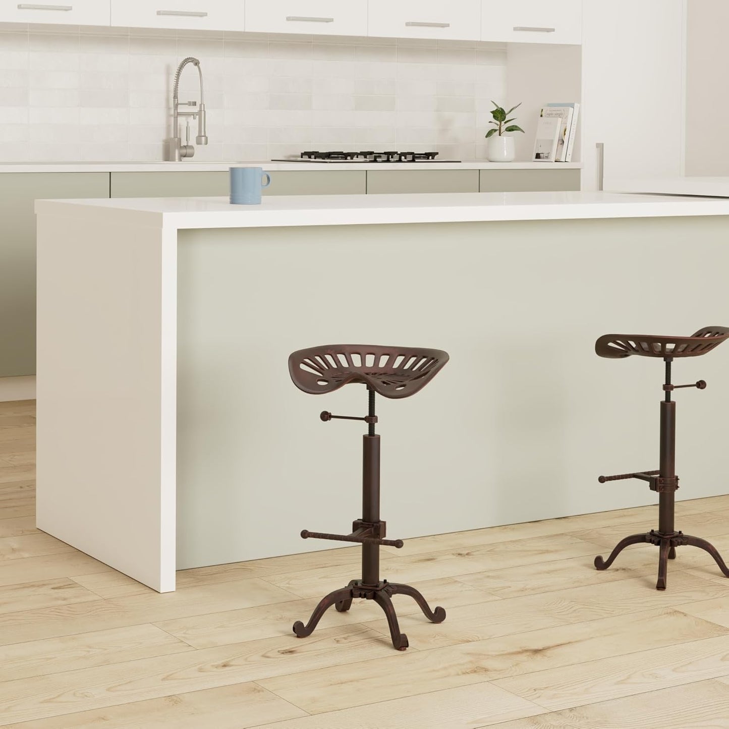 Industrial Bar Stools-Swivel Tractor Seat-Bar Height Adjustable 23-31inch-Kitchen Island Dining Chair