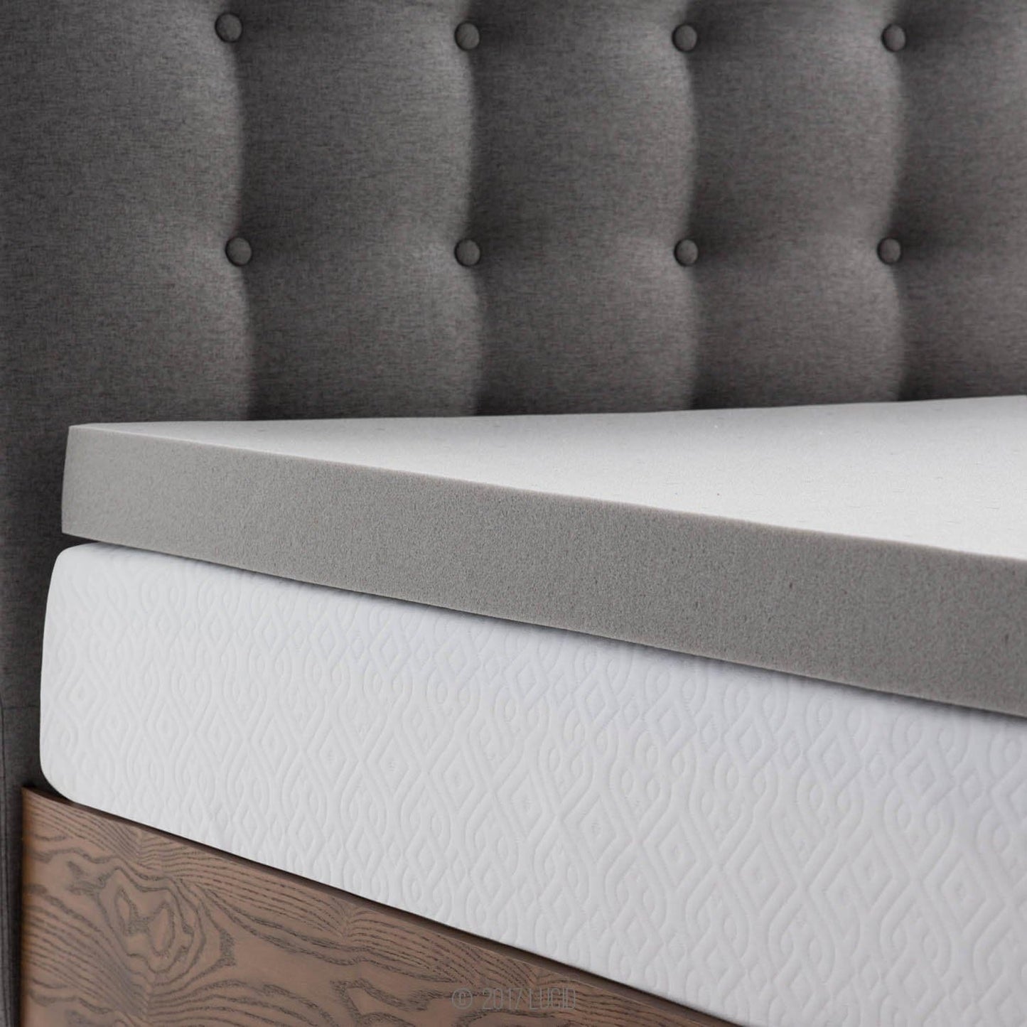 Lucid 3 Inch Ventilated Bamboo Charcoal Memory Foam Mattress Topper - Twin XL Mattress Topper