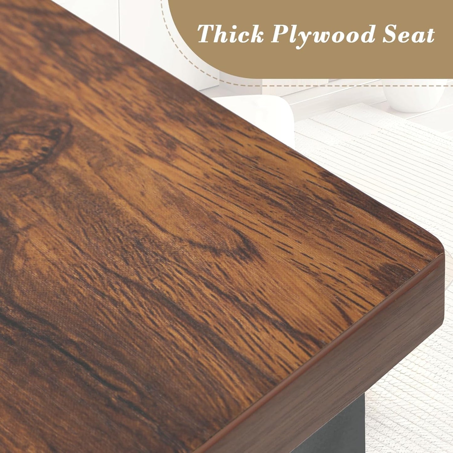 Athena Collection Bar Stools Set of 2, 26 Inches Counter Height Bar Stools Backless with Metal Legs and Footrest, Wood Barstools for Home, Kitchen Island, Counter, Brown