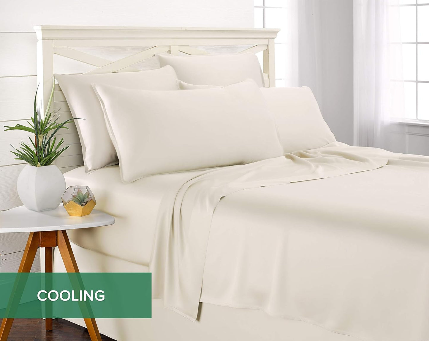 Twin Sheets by Pure Bamboo, Genuine 100% Organic Viscose Derived from Bamboo Bed Sheet Set, Luxuriously Soft & Cooling, Double Stitching, Lifetime Quality Promise (Twin, Ivory)