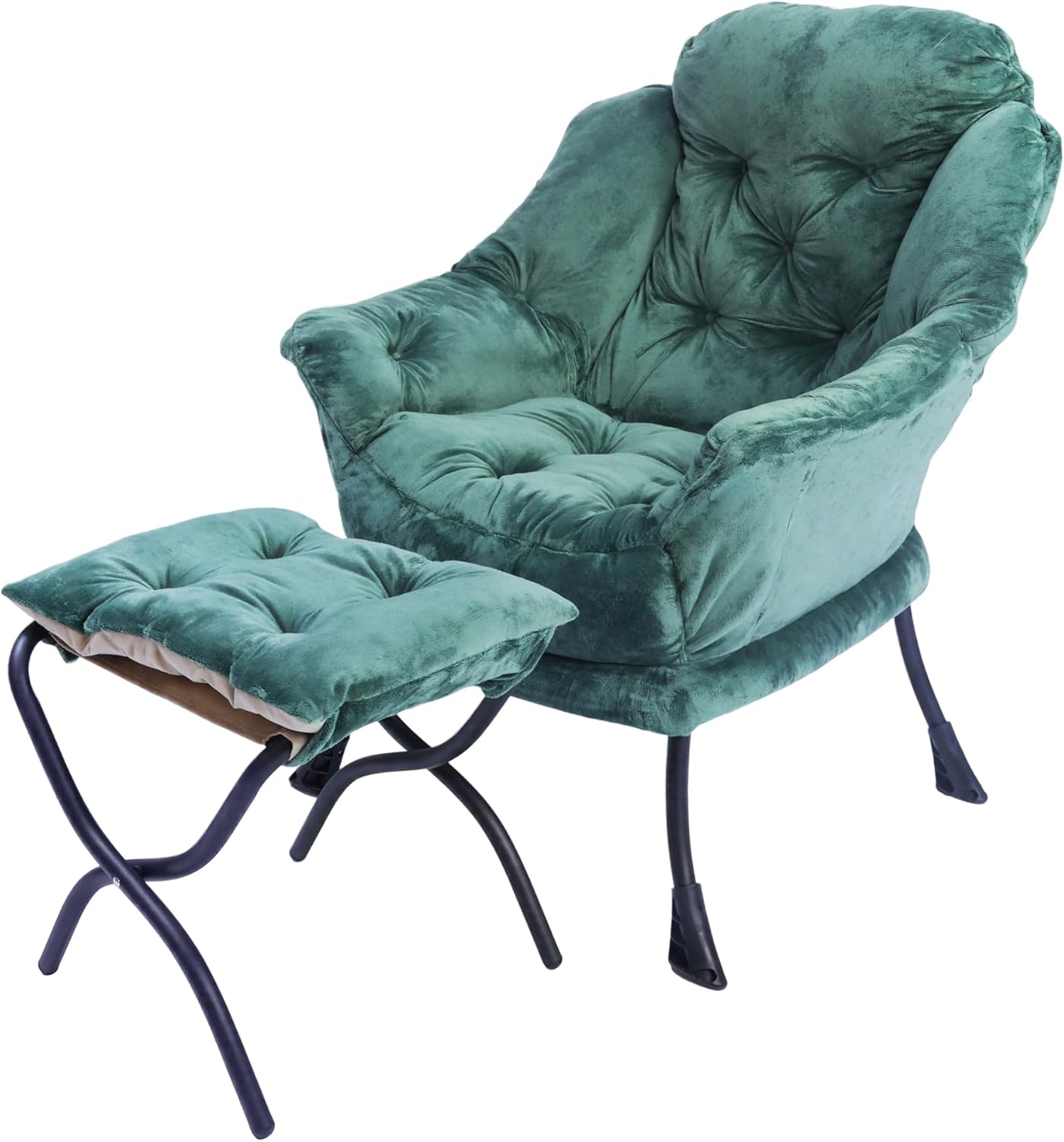 Kokel Lazy Chair with Folding Ottoman,Living Room Chairs (Green-1228)