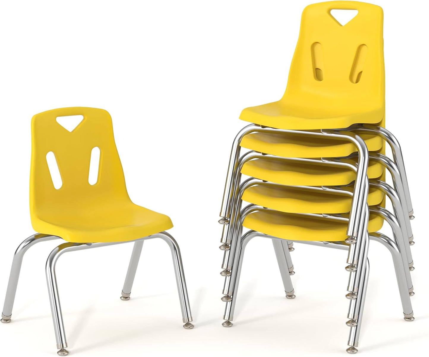 Berries Jonti-Craft 8142JC6007 Stacking Chairs with Chrome-Plated Legs, 12" Height, Yellow, Pack of 6