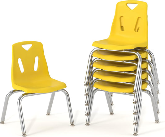 Berries Jonti-Craft 8142JC6007 Stacking Chairs with Chrome-Plated Legs, 12" Height, Yellow, Pack of 6