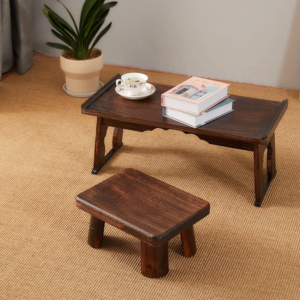 Wooden Stool, Bedside Step Stool, Step Ladder for Kitchen & Bathroom, Foot Rest Stool, Super Sturdy Hold Up to 500 LBS (14.2"x10.6"x7.1")