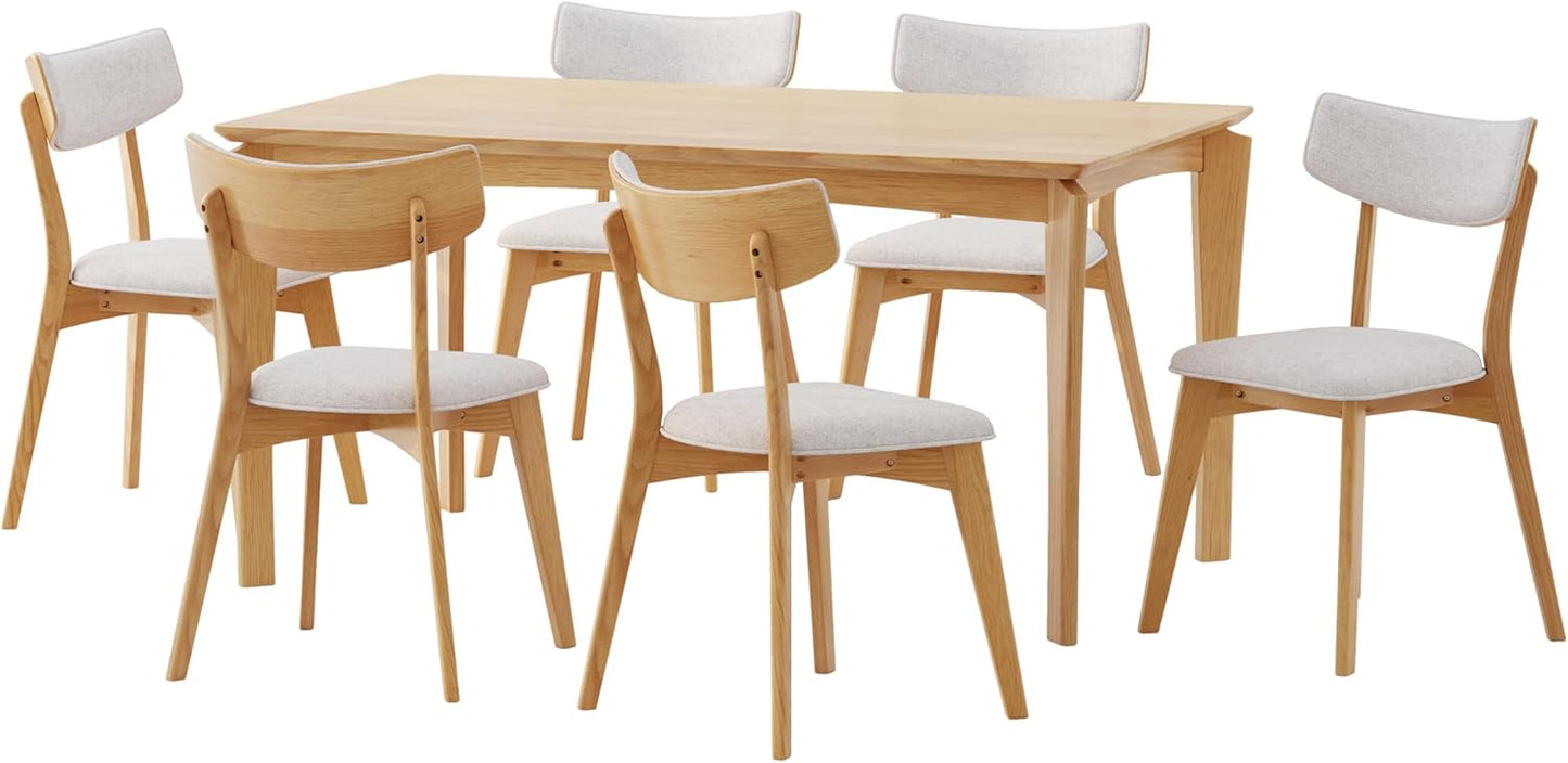 Christopher Knight Home Indoor Wood and Fabric 7 Piece Dining Set, Natural Oak and Light Beige