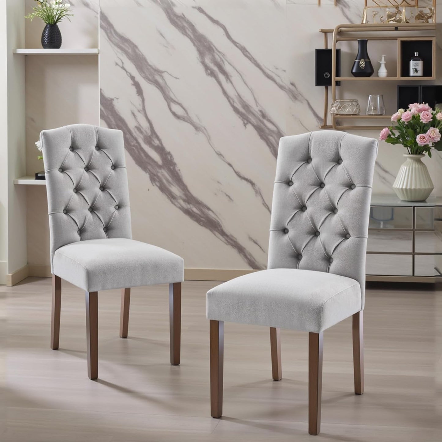 Tufted Upholstered Parsons Dining Chair with Sturdy Solid Wood Legs
