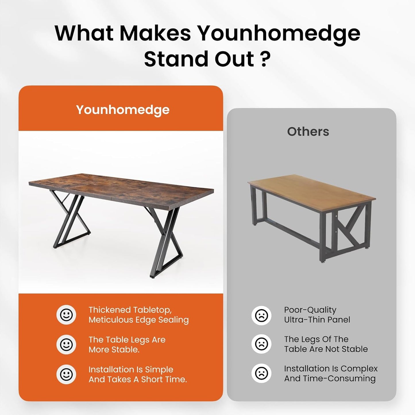 70.9Inch Office Desk, Executive Office Desk，Modern Industrial Style, Z-Shaped Table Legs, Country Black Wood Grain Top, for Home Office, Study, Conference (Iron Wood)