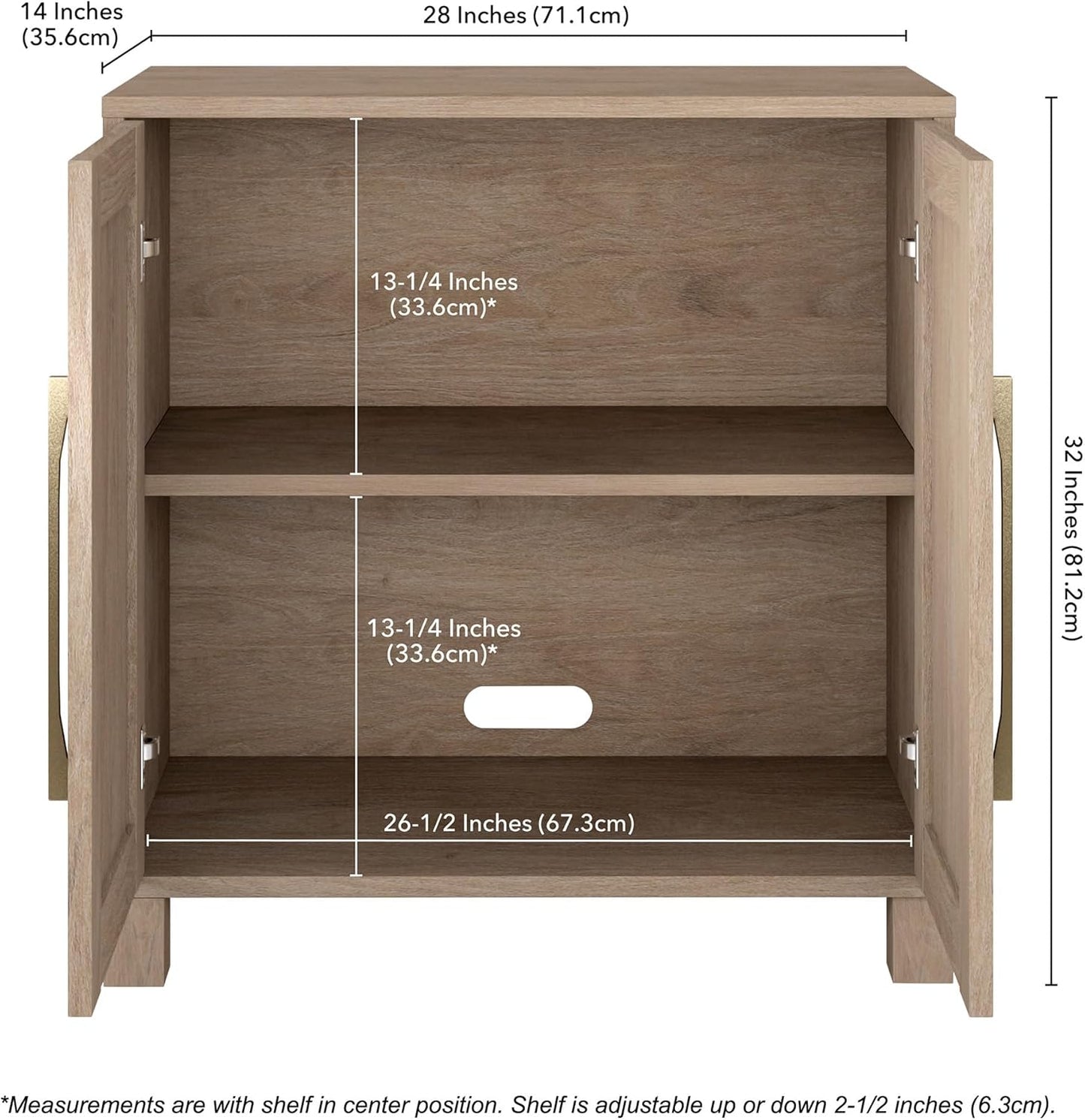 Henn&Hart 28" Wide Rectangular Accent Cabinet in Weathered Gray, for Home, Living Room, Bedroom, Entertainment Room, Office