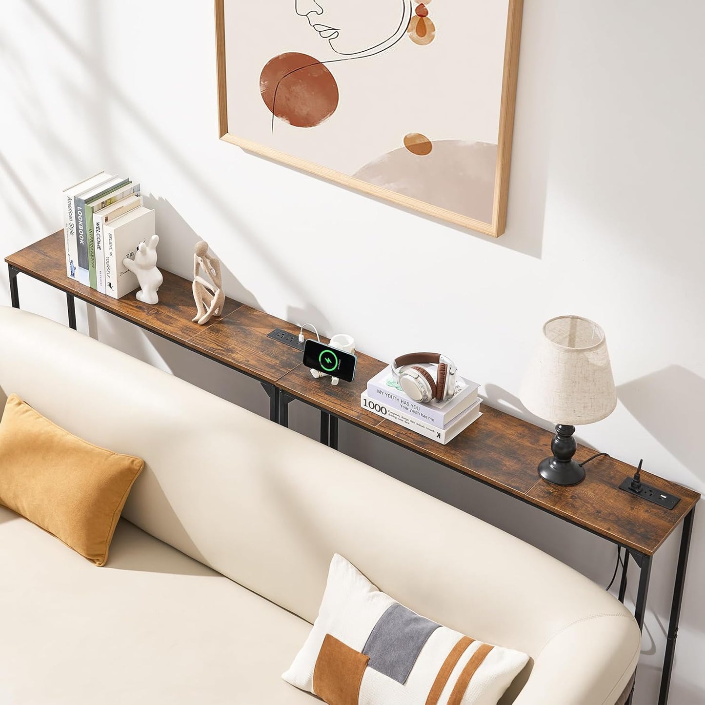 Console Table, Narrow Entryway Table, Thin Sofa Table, Behind Couch Table,for Hallway, Bedroom, Living Room, Foyer, 9.4 x 39.4 x 31.5 Inches, Rustic Brown