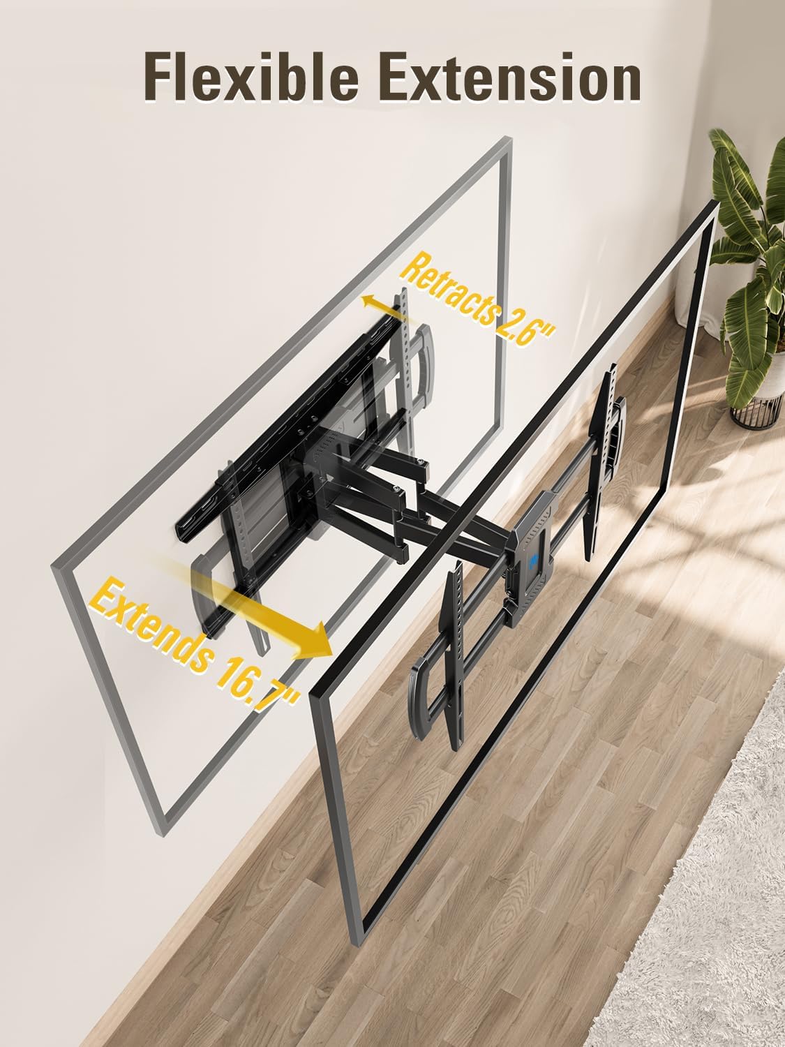 Mounting Dream TV Wall Mounts Bracket for Most 42-84 Inch TVs, UL Listed Premium TV Mount Full Motion with Articulating Arms, Max VESA 600x400mm and 100LBS, Fits 16", 18", 24" Studs, MD2296-24K