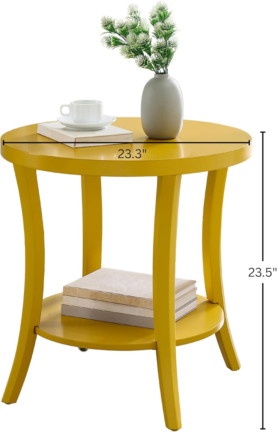 Roundhill Furniture Perth Contemporary Round End Table with Shelf