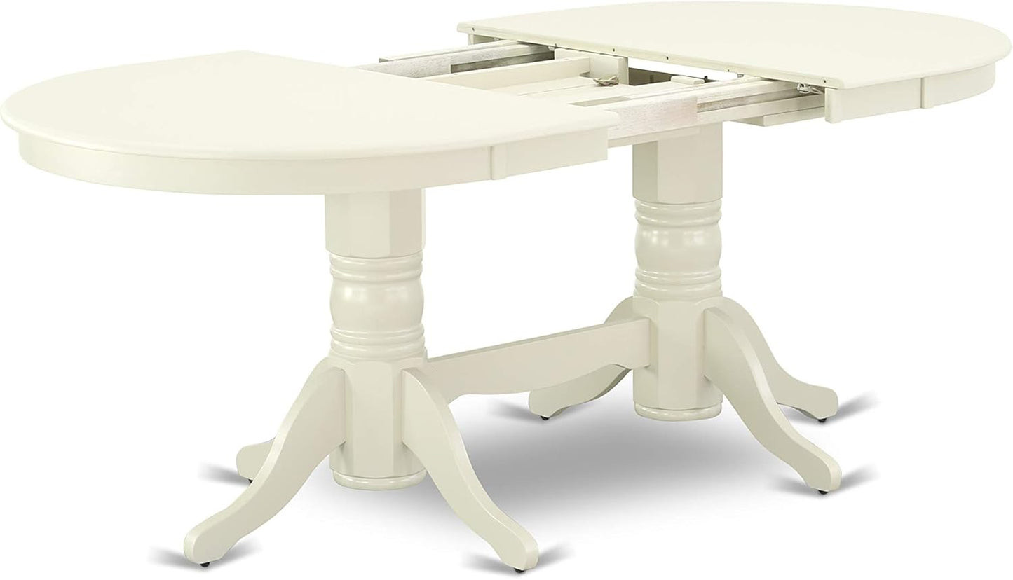 East West Furniture VAKE7-LWH-W 7 Piece Dining Set Consist of an Oval Dining Table with Butterfly Leaf and 6 Kitchen Chairs, 40x76 Inch, Linen White