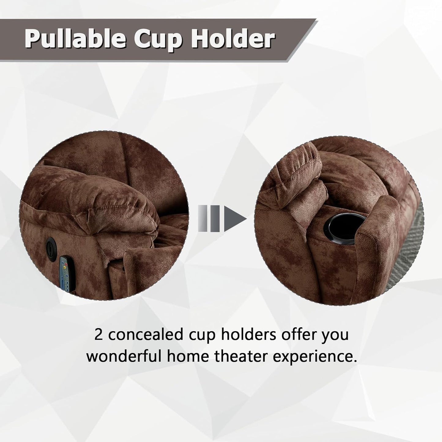 Phoenix Home Large Power Lift Recliner with Massage and Heat for Elderly, Electric Chair with USB Port, 2 Hidden Cup Holders, Dark Grey