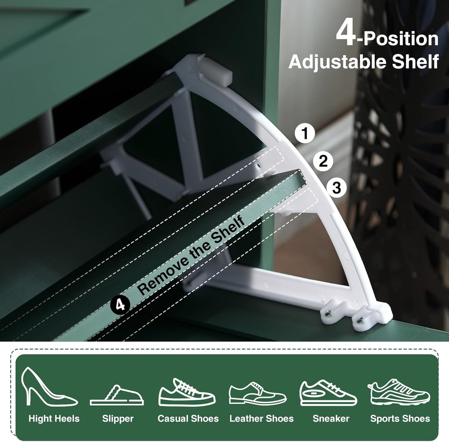 Shoe Storage Cabinet,Farmhouse Shoe Organizer with 4 Flip Drawers & Barn Door Design,Freestanding Hidden Slim Narrow Shoe Rack Cabinet for Entryway,Foyer,Hallway,Green