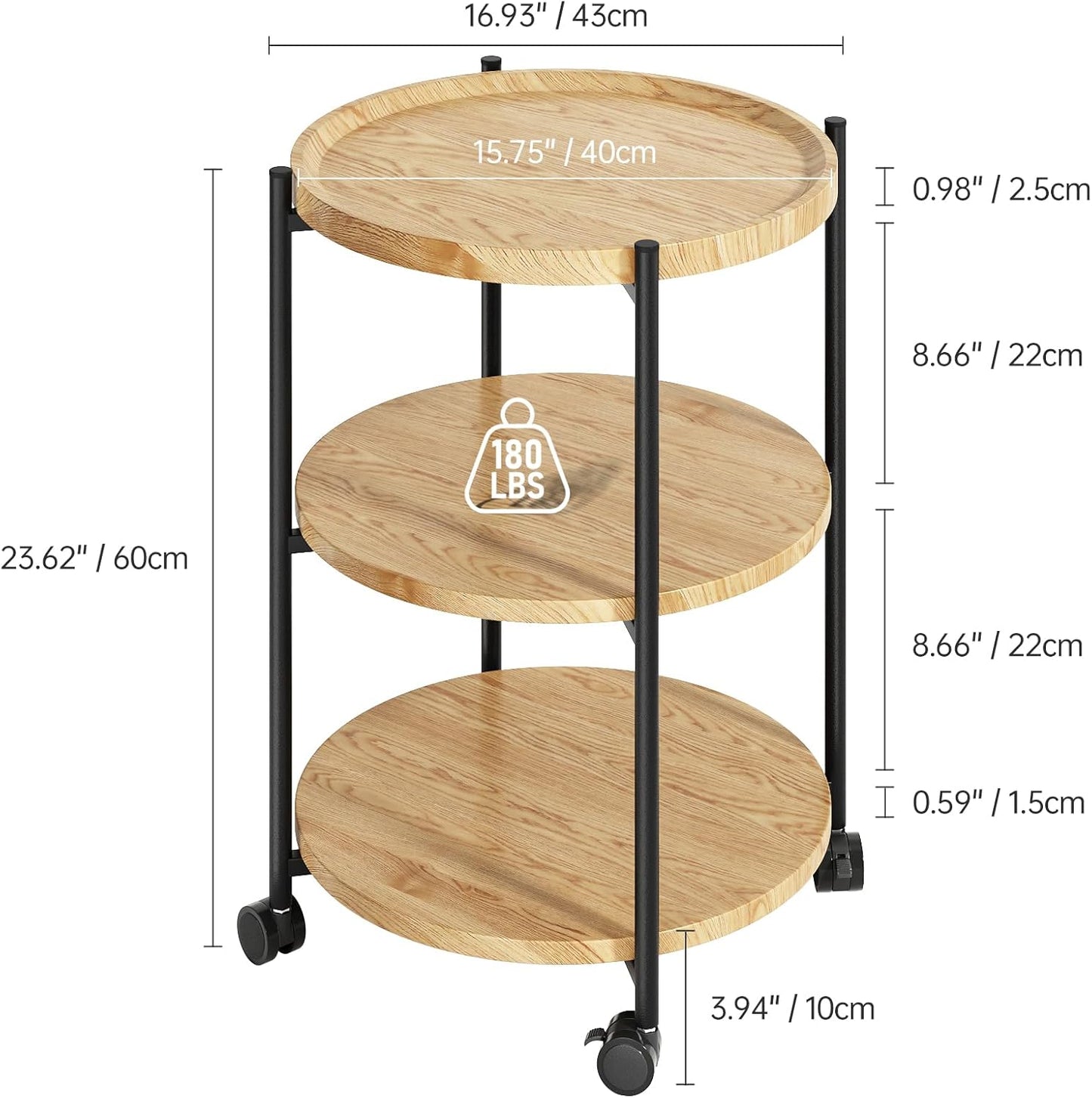 Small Side Table, 3-Tier Side Tables Living Room, Modern End Table Nightstand Bedside Table for Living Room, Bedroom, or Small Spaces-Natural Wood Color