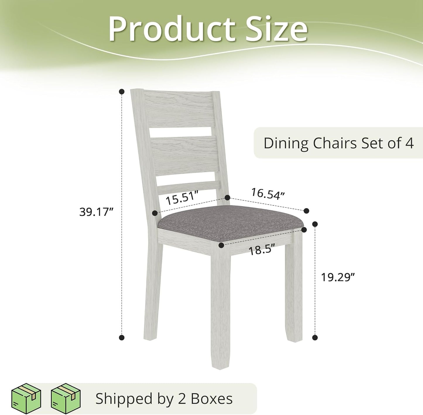 Dining Chairs Set of 4, Solid Wood Farmhouse Chairs with High Back and Upholstered Seat, Easy Assembly for Indoor Home, Dinner, Kitchen, Grey