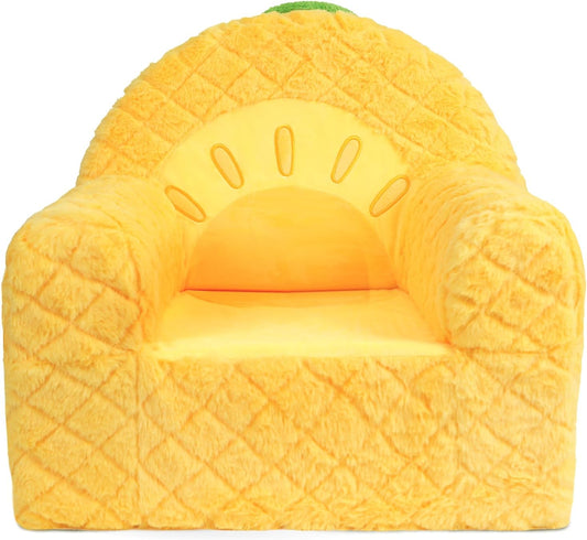 Toddler Chair, Comfy Foam Kids Couch with Soft Velvet Cover, Toddler Couch with Cute Pineapple Design for Gaming and Studying, Kids Sofa for Boys and Girls