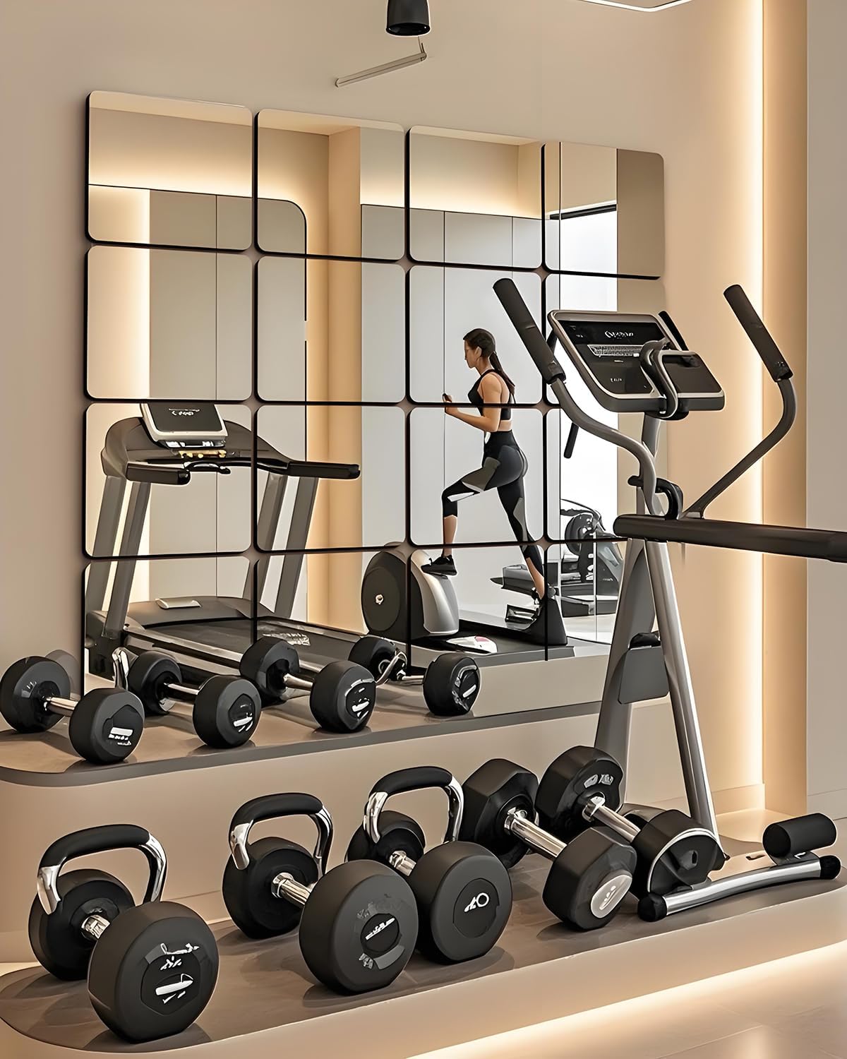 12" x 12" Glass Wall Mirror Tiles for Wall, Frameless Full Length Mirrors Wall Mounted for Home Gym Mirror Yoga Bedroom Dancing Studio Dressing Room (16PCS)