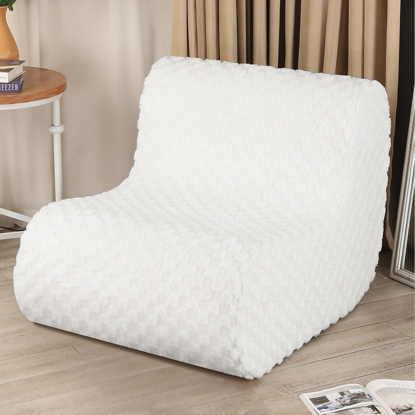 Bean Bag Chairs for Adults, Comfy Floor Sofa with Memory Foam, Giant Bean Bag Couch for Living Room Bedroom Dorm Office, Cream