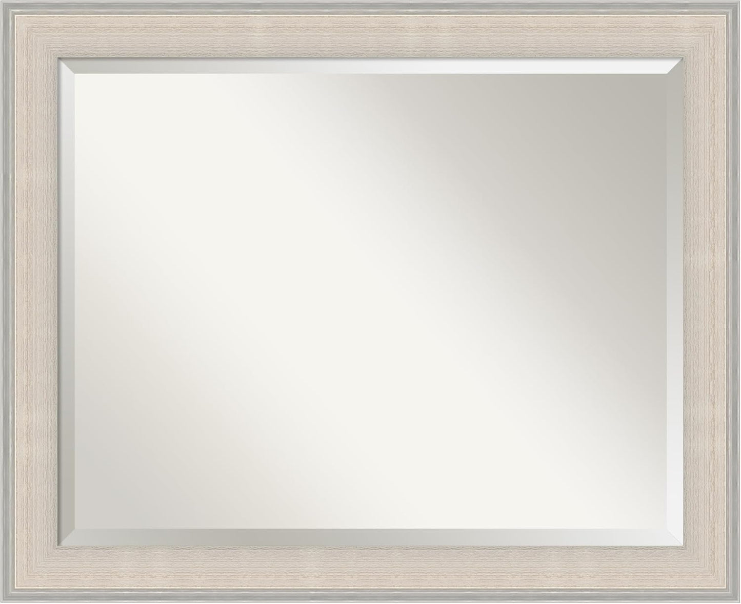 Amanti Art White Bathroom Mirror for Over Sink, 27x33 Cottage White Silver Rectangle Vanity Mirror, Large Coastal Wood Frame, Hangs Horizonally and Vertically, Bathroom Wall Decor, Beveled Edge